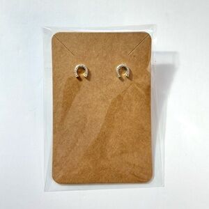 Genuine diamond accent horseshoe earrings (14k yellow gold over brass)